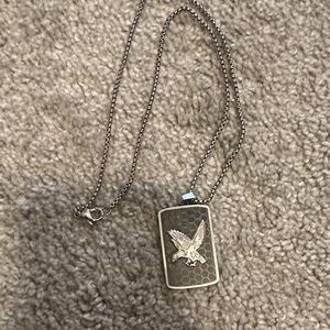 Men's Silver Eagle Pendant Necklace